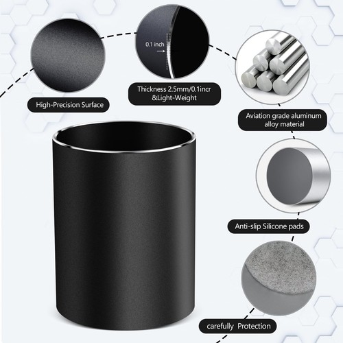 Metal Pen Holder for Desk Round Aluminum Desktop Organizer and Makeup Brush H... - Picture 2 of 7