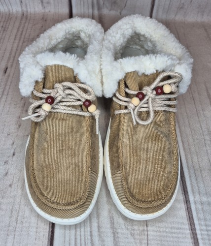 Hey Dude Damengröße 7 Britt Cord Nuss faltbar Kunstfell gefüttert braune Stiefeletten - Bild 7 von 13