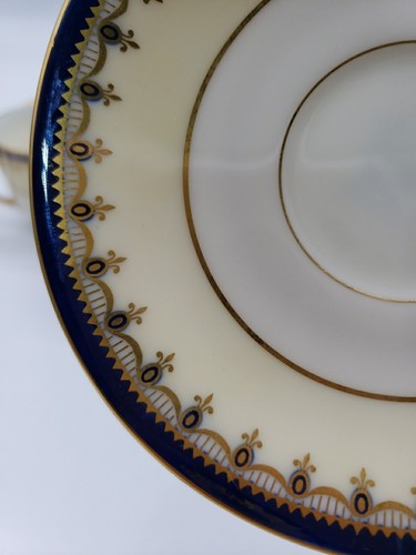 Set For 8 Lenox Cobalt Blue Gold Fleur de Lis Demitasse Espresso Cup and Saucer - Picture 5 of 15