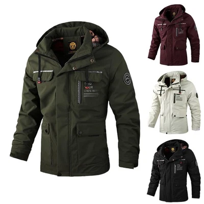 Winter Hommes Veste militaire Hooded Manteau de combat Warme Imperméable - Photo 1/4