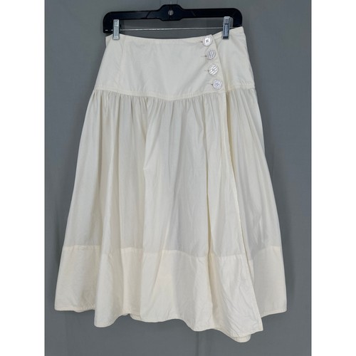 Maeve Anthropologie Skirt Women 6 Cream Midi Drop Waist Wrap Cottage Boho Button