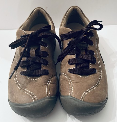 Keen Leder Wanderschuhe Damengröße 7,5 beige Oxford braune Schnürsenkel bequem guter Zustand - Bild 2 von 5
