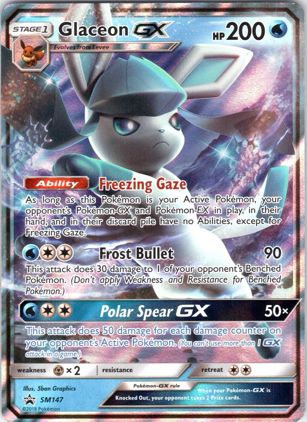  Pokemon Glaceon GX SM147 Sun & Moon Promo Ultra Rare Holo