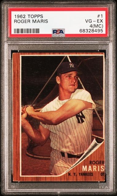 1962 Topps Roger Maris #1 New York Yankees PSA 4 VG-EX - Vintage