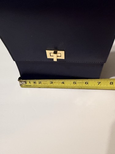 Neely & Chloe Navy The Mini Structured Top Handle Bag Saffiano Leather Purse - Bild 6 von 7