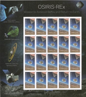 USPS Osiris-REx one ounce rate sheet of 20 Stamps for postage Sent from OKC, OK
