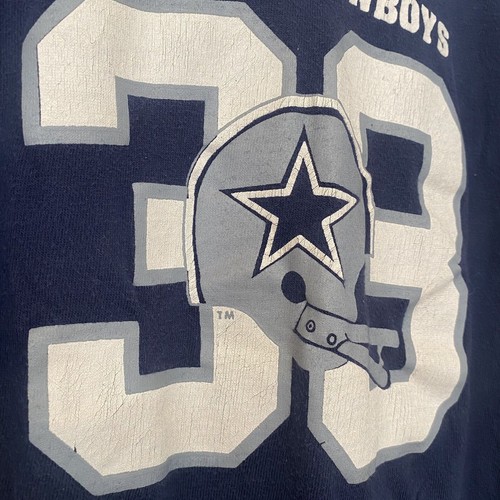 VINTAGE 1970s DALLAS COWBOYS TONY DORSETT #33 Blue Bar Champion T Shirt XL Youth - Picture 3 of 9