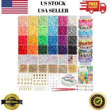 6000 PCS Clay Beads Bracelet Making Kit,24 Color DIY Flat Preppy Beads for Frien