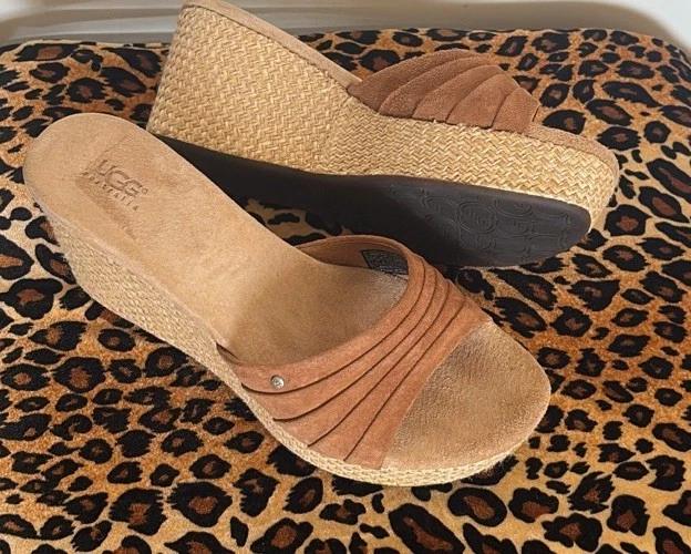 UGG AUSTRALIA sandalo zeppa sughero tacco tg 7 5 anni 2000 boho vibes