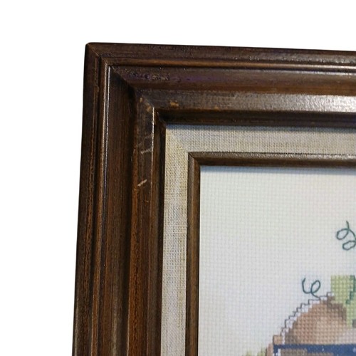 Vtg Serenade Framed Cross Stitch Violin French Horn Music Picture 19.75x12" - Picture 7 of 8