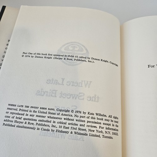 Where Late The Sweet Birds Sang by Kate Wilhelm 1976 Book Club Edition Hardcover - Picture 8 of 8