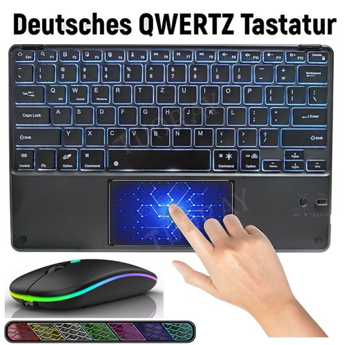Für iPad 10/9/8/7th Gen Air 4/5/6 Pro 11 Beleuchte Touchpad QWERTZ Tastatur Maus - Bild 27 von 63
