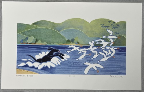 Rie Munoz 2000 CHASING GULLS Limited Edition Bleistift signiert nummeriert 500/650 RAR