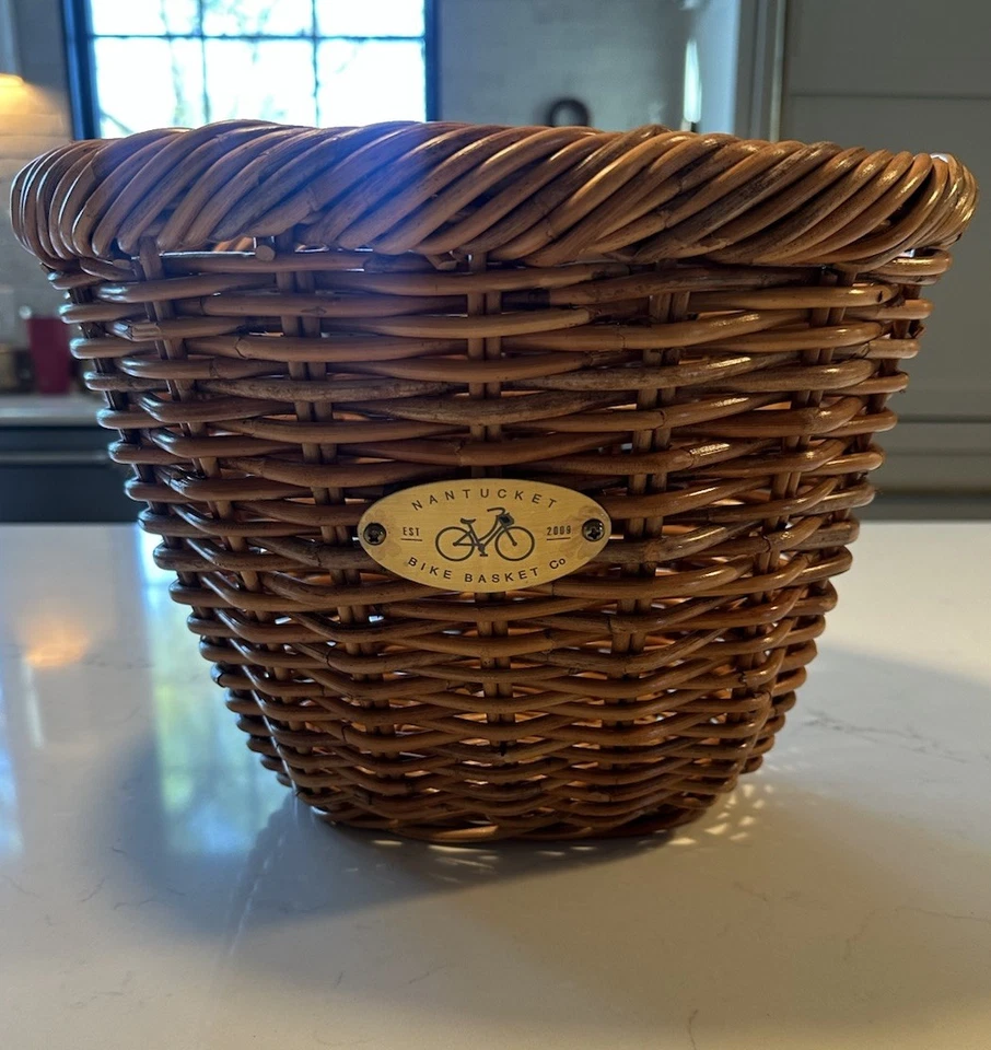 Велосипедная корзина Nantucket Co. 13,5 дюйма x 12 дюймов x 10 дюймов ротанг/плетеная/стиль коттеджа/хранилище - Изображение 3 из 4