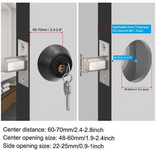 Keyed Alike Double Cylinder Deadbolts, Keyed Entry Door Knob, Silver - Picture 5 of 7