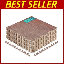 Comfortable 48 SQ.FT Interlocking Exercise Mats - Dark Oak Foam Flooring