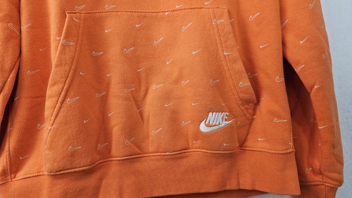 Nike Orange Hoodie All Over Print Nike Swoosh Mens Medium - Picture 8 of 17