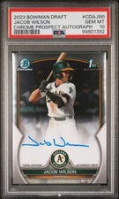2023 BOWMAN DRAFT CHROME PRSPCT AUTO #CDAJWI JACOB WILSON PSA 10
