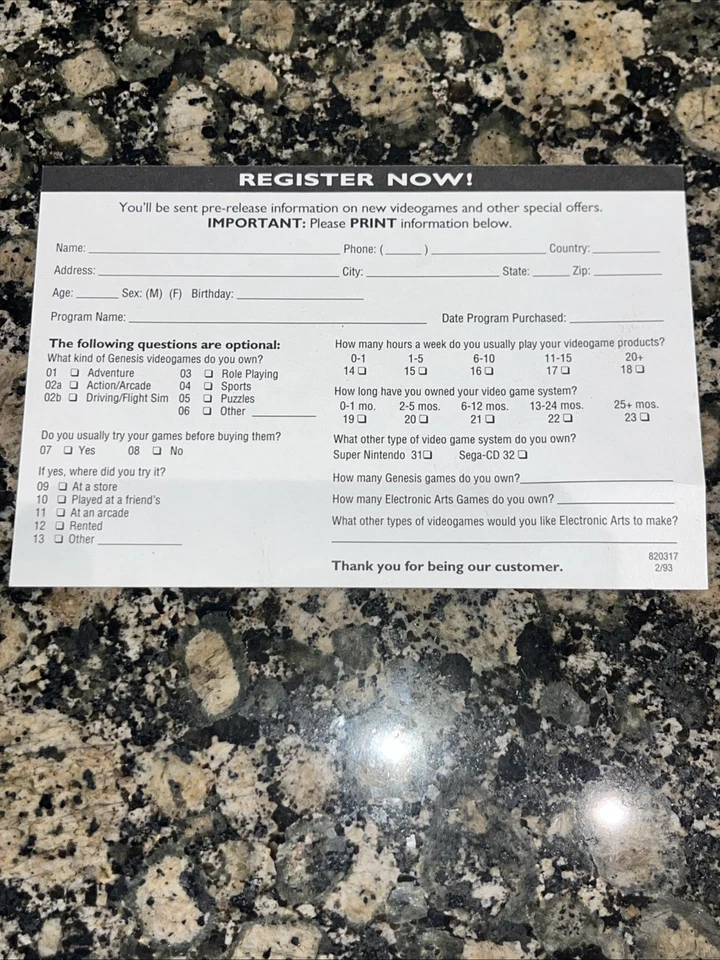 Madden NFL 94 & Madden NFL 95 (Sega Genesis, 1994) Registration Card And Poster  - Image 4 of 4