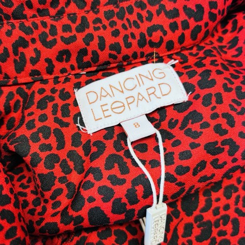 Dancing Leopard Dove Dress Size 8 Red Leopard Belted 3/4 Sleeves Pockets - Picture 8 of 9