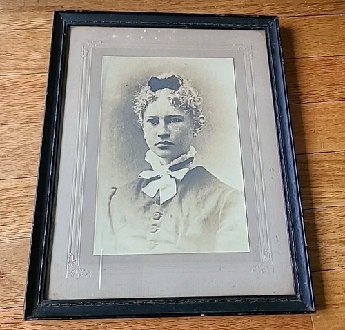 C 1880 Foto viktorianische junge Dame Mädchen signiert RANDALL Holzrahmen 10x12 RI  - Bild 9 von 9