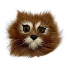 Vintage Orange and White Fur Cat Face Brooch Pin Costume Jewelry