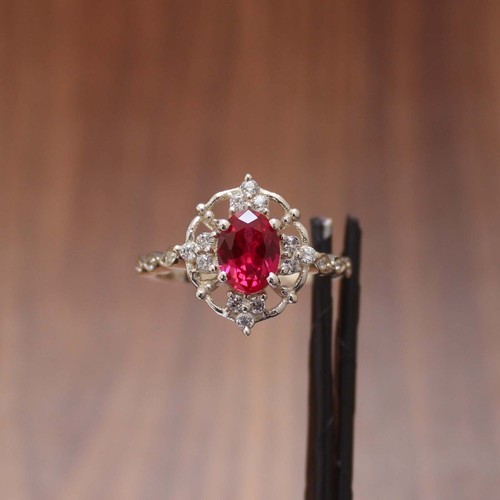 Ruby Gemstone Stackable Ring 925 Sterling Silver Lab Created Oval Cut Ring - Picture 4 of 9