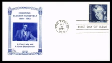 ELEANOR & FRANKLIN ROOSEVELT CENTENNNIAL OF BIRTH  1984 RJT FULTON CACHET FDC UN