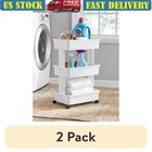 3-Tier Plastic Rolling Laundry Cart Multi-Purpose Storage Organizer Home Office
