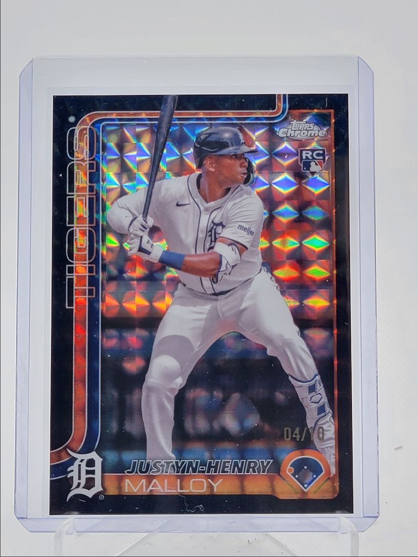 JUSTYN-HENRY MALLOY 2025 TOPPS CHROME ROOKIE BLACK GEOMETRIC RC /10 Q5189
