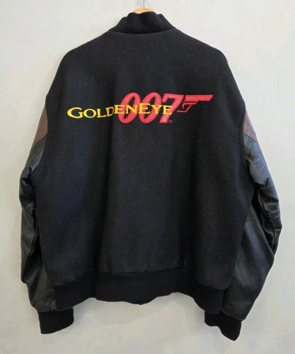 Vintage James Bond Goldeneye 007 Leather Wool Jacket United Artists MGM Large - product listing photo