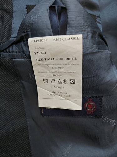🇮🇹 Ernenegildo Zegna Two Button Wool Sports Coat Made In Italy 48 L Blue - Picture 10 of 11