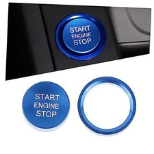 Audi Compatible Push Start Button Cover - Cool Aluminum Engine Start Cover Blue