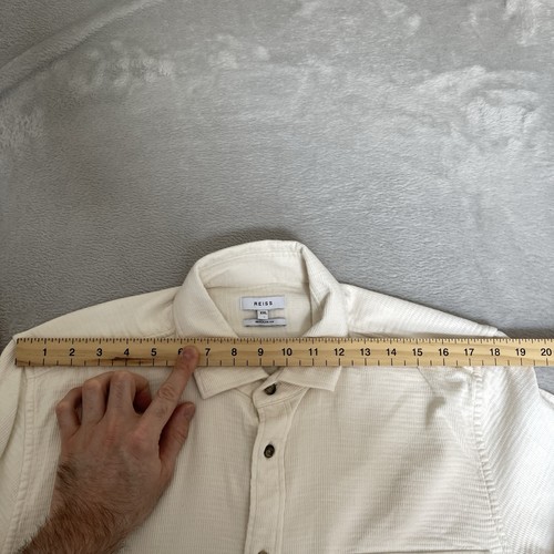 Reiss Men’s James Shirt Overshirt White Size Large XL Cotton Textured Button Up - Picture 13 of 18