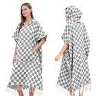 Men Women Hooded Towel Changing Wearable Cloth Swim Parka Jacket Swimsuit Bik...