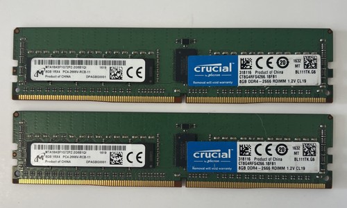 LOT 2x 8GB (16GB) Micron MTA18ASF1G72PZ-2G6B1QI PC4-17000 DDR4 DIMM Server RAM