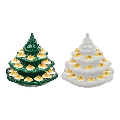 4-Layer Deviled Egg Holder Resin Christmas Tree Shaped Cupcake Stand New