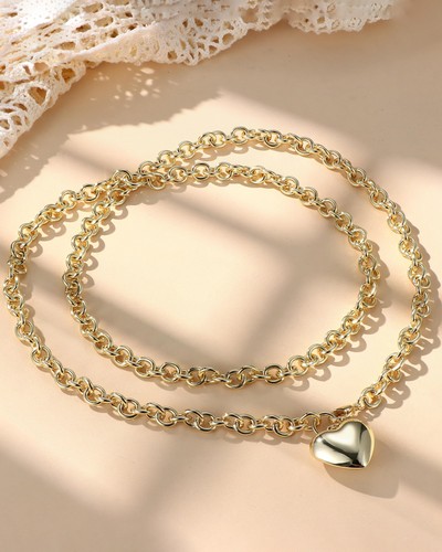16k Chunky Gold Necklace for Women 36'' /92cm Long Gold Chunky Heart Necklace... - Imagen 8 de 9