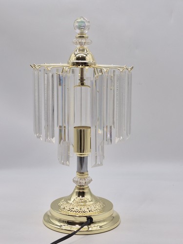 Vtg Mid Century Hollywood Regency Faux Crystal Gold Waterfall Table Lamp READ - Picture 4 of 9