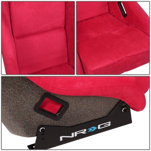 NRG Performance Red Alcantara Fiberglass Prisma Ultra Fixed Back Bucket Seat - Picture 3 of 7