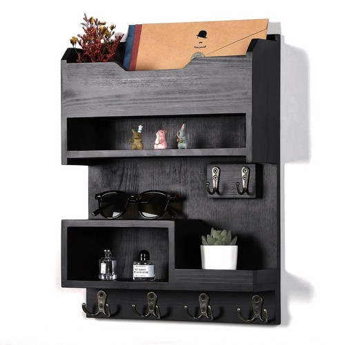 DOPACE Key Holder for Wall Mail Organizer Wall Mount with 6 Key Hooks Key Rac...
