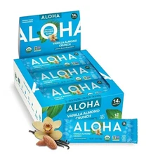 ALOHA Organic Plant Based Protein Bars, Vanilla Almond Crunch, 1.98-Ounce