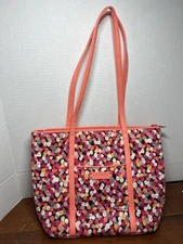 Vera Bradley Glenna Pink Pixie Confetti Shoulder Bag Purse Tote Quilted “READ”