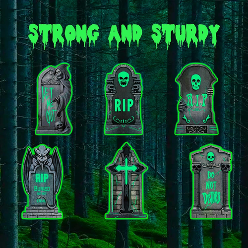Lapidi Di Halloween Decorazioni, Fluorescente RIP in Pietre Tombali Cimitero, Im - Foto 7 di 12