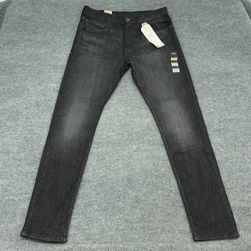 Levis 512 Jeans Herren 34X34 Schwarz Denim Stretch Mid Rise Slim Fit Tapered Taschen