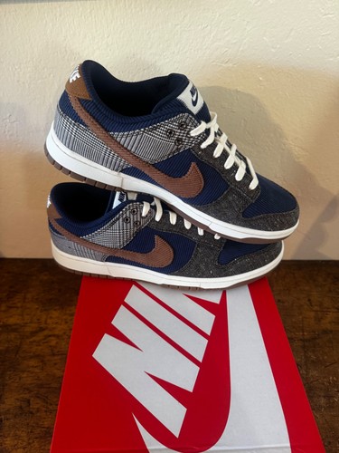 *Nike Dunk Low Retro PRM Azul Marino Marrón Tweed Pana Zapatos (FQ8746 410) Para hombres - Imagen 3 de 6