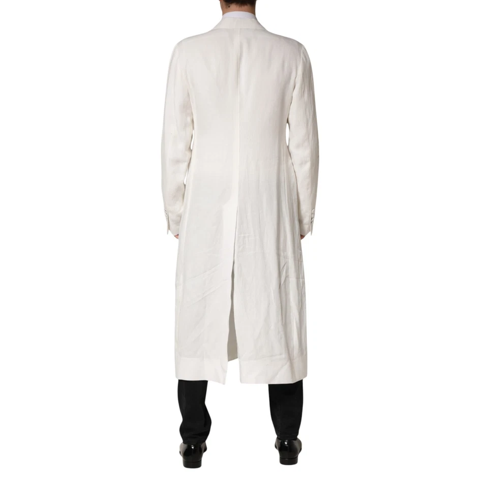 DOLCE & GABBANA Jacket White Double Breasted Men Trench Coat IT48/US38/M 2930usd - Image 3 of 4
