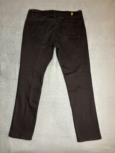 Makobi 36x32 Black Jeans Men’s Ripped Style Moto Biker Hip Hop VG Condition - Picture 2 of 13