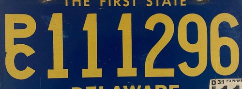 DE TRIPLE DIGIT 1 license plate 111 repeating number PC111296 THE FIRST STATE - Picture 3 of 7