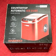 Portable Countertop Ice Maker Self Cleaning 26Lbs/24H Red with Ice Scoop
